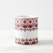Mug Ukrainian traditional vushuvanka folk pattern red (Centre)