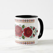 Mug Ukrainian traditional vushuvanka folk pattern rose (Devant droit)