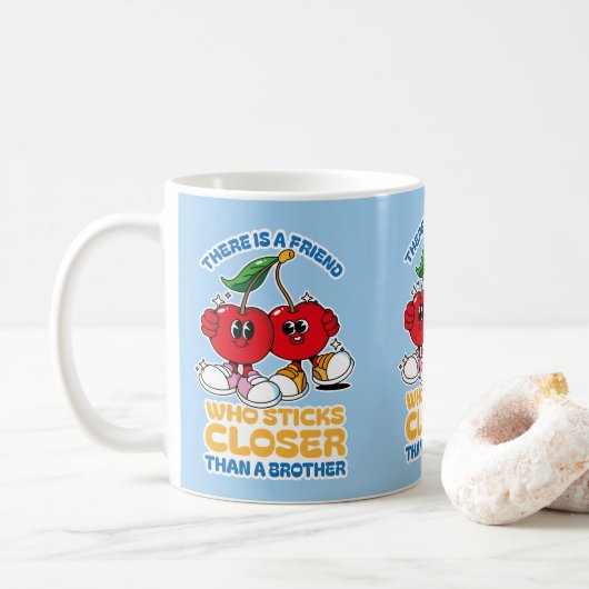 Mug Un ami est plus proche qu'un frère (Avec donut)