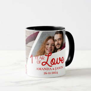 Mug Un an d'amour multi photo collage anniversaire