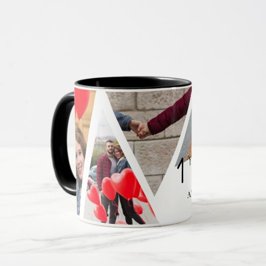 Mug Un An D'Amour Multiphoto Collage Anniversaire (Devant gauche)