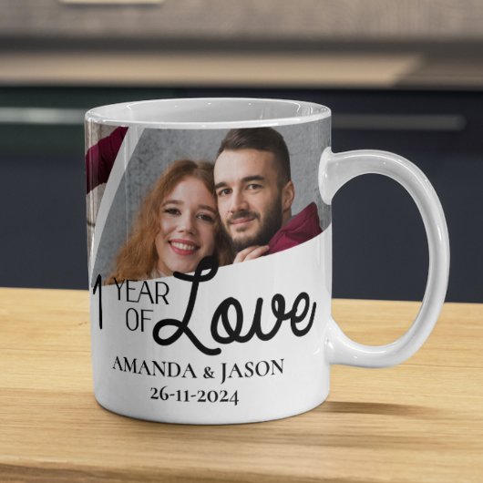 Mug Un An D'Amour Multiphoto Collage Anniversaire