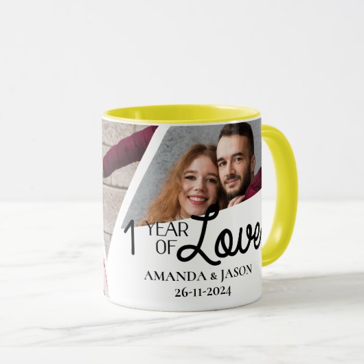 Mug Un An D'Amour Multiphoto Collage Anniversaire (Devant droit)