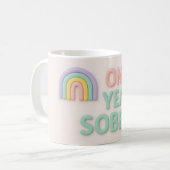 Mug Un an Sober sobriété cadeau LGBT arc-en-ciel (Devant gauche)