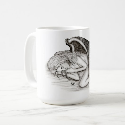 Mug Un Angel endormi, noir et blanc (Devant gauche)