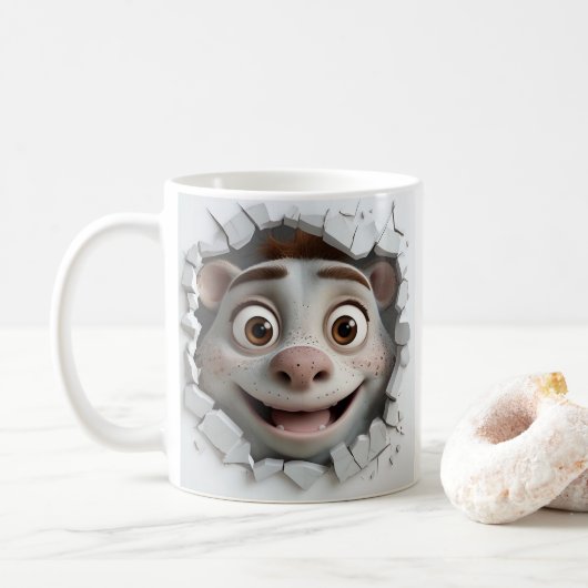 Mug Un animal de dessin traverse le mur (Avec donut)