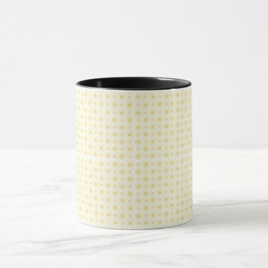 Mug un arrière - plan jaune et blanc aux petits cercle (Centre)