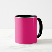 Mug un arrière - plan rose avec une bordure noire (Devant droit)