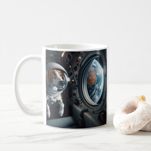 Mug Un astronaute américain de chasse dans l'espace ex (Avec donut)