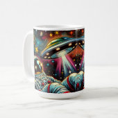 Mug Un astronaute flotte dans l'espace avec un OVNI Ai (Devant gauche)