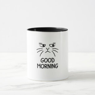 Mug Un autocollant d'un chat mignon disant "Bonjour"