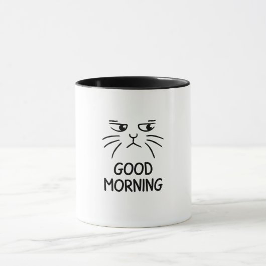 Mug Un autocollant d'un chat mignon disant "Bonjour" (Centre)