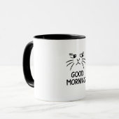 Mug Un autocollant d'un chat mignon disant "Bonjour" (Devant gauche)