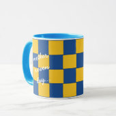 Mug Un autre jour tissé bleu et jaune (Devant gauche)