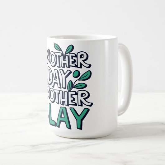 Mug un autre jour un autre caleçon - feuillage vert (Devant droit)
