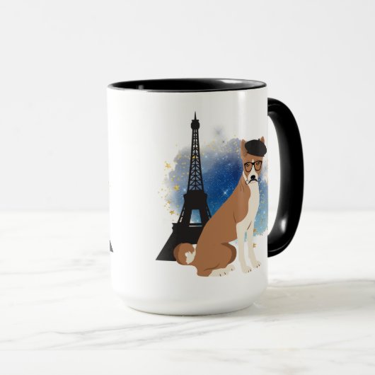 Mug Un Basenji à Paris drôle de chien (Devant droit)
