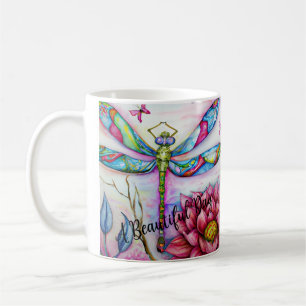 Mug Un beau jour, Aquarelle, Dragonfly, Personnaliser