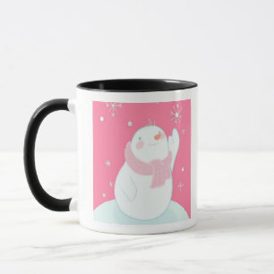 Mug Un bonhomme de neige atteignant pour un flocon de