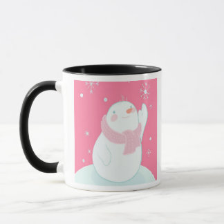 Mug Un bonhomme de neige atteignant pour un flocon de
