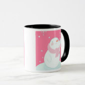 Mug Un bonhomme de neige atteignant pour un flocon de (Devant droit)
