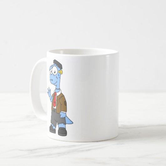 Mug Un Brontosaur Dessiné, Habillé Comme Frankenstein. (Devant gauche)