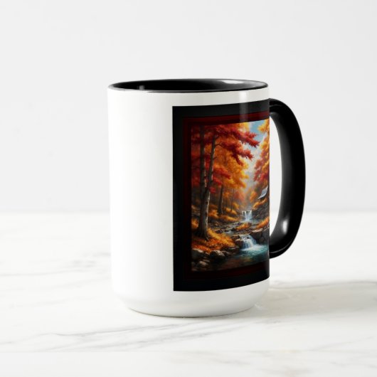 Mug Un Cabine dans Bois d'automne AI Concept Art par X (Devant droit)
