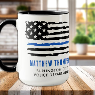 Mug Un cadeau de la Ligne Bleue Mince - American Flag 