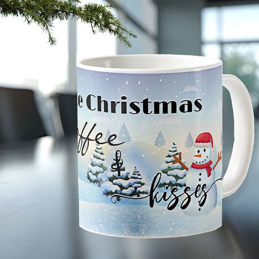 Mug Un Café De Noël Blanc Et Des Vacances De Baisers