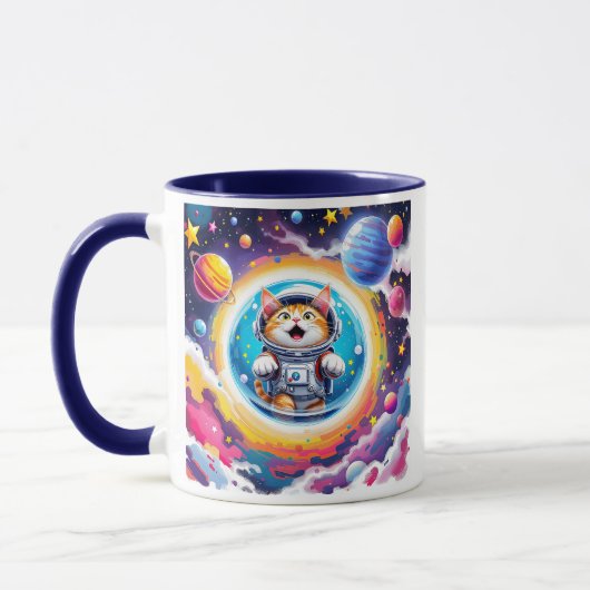 Mug Un chat astronaute flottant dans l’espace. (Gauche)