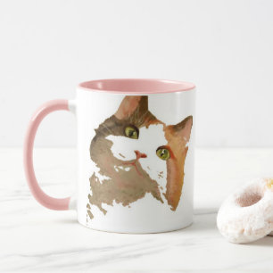Mug Un chat Calico Vert Portrait Artistique