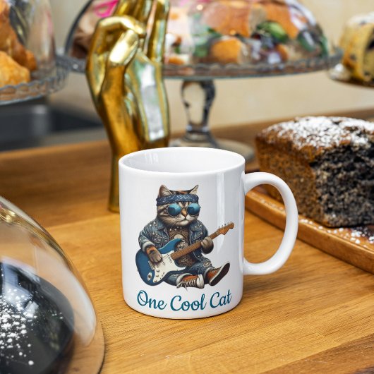 Mug Un chat Cool Jouant de la guitare