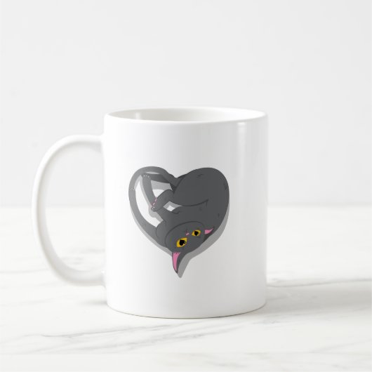 Mug Un chat en forme de coeur. (Gauche)