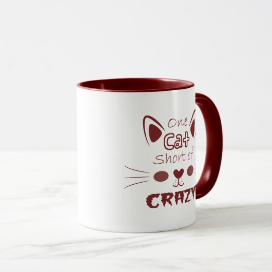Mug Un chat en moins de CRAZY Funny mignon Maroon (Devant droit)