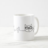 Mug Un chat et un hibou battement de coeur (Devant droit)