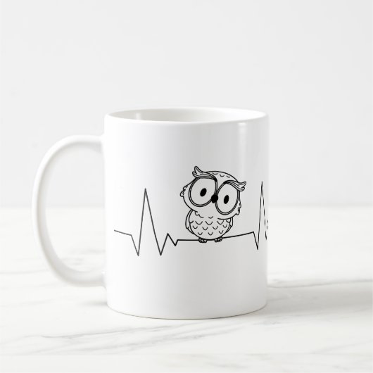 Mug Un chat et un hibou battement de coeur (Gauche)