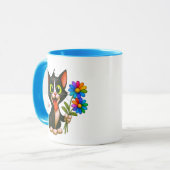 Mug Un chat livreur de fleurs (Devant gauche)