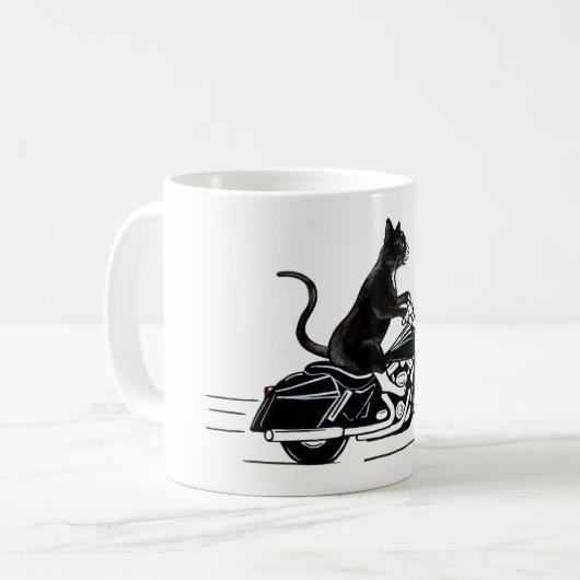 Mug Un Chat Noir À La Moto (Devant gauche)
