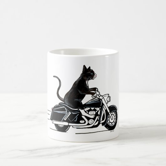 Mug Un Chat Noir À La Moto (Centre)