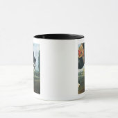 Mug Un cheval noir exécutant le Courbette (Centre)