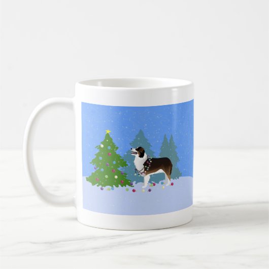 Mug Un chien berger australien décorant un arbre de No (Gauche)