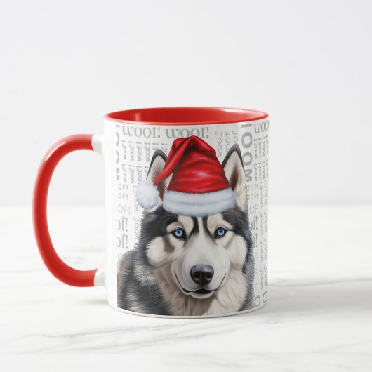 Mug Un chien Husky Sibérien sur un Arrière - plan Woof (Gauche)