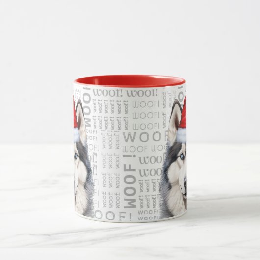 Mug Un chien Husky Sibérien sur un Arrière - plan Woof (Centre)