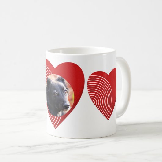 Mug Un coeur rouge rayé (Devant droit)