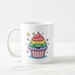 Mug Un cupcake de Kawaii avec gel arc-en-ciel et