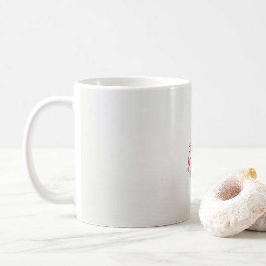 Mug un design de fleur rouge sur un arrière - plan bla (Avec donut)