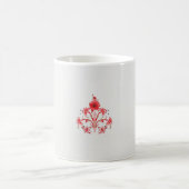 Mug un design de fleur rouge sur un arrière - plan bla (Centre)