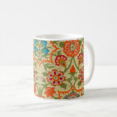 Mug Un design floral par miroir répéter. Orange et ver (Devant droit)