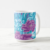 Mug Un design textile dynamique avec violet et turq (Devant droit)