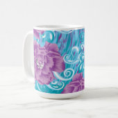 Mug Un design textile dynamique avec violet et turq (Devant gauche)
