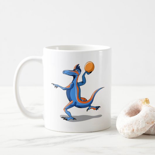 Mug Un Dessin Iguanodon Jouant Au Basket-Ball. (Avec donut)